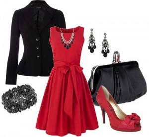 Elbise-Kırmızı-Siyah-Kombinleri